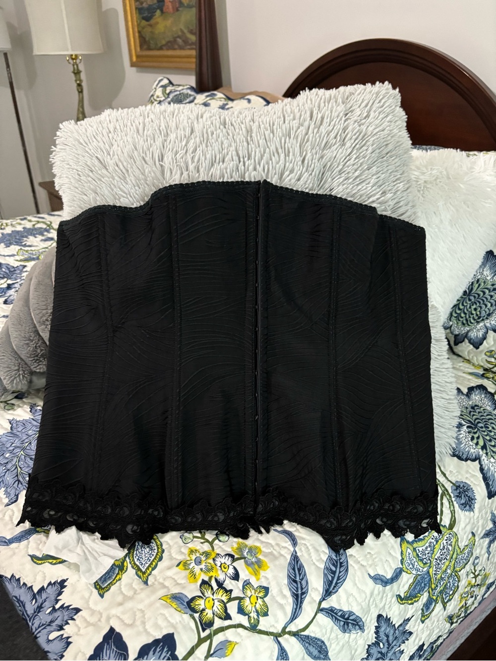 Black Lace Trim Bustier Corset Top